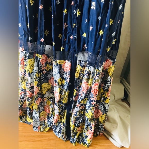 Torrid navy floral challis button maxi dress size 1 - Picture 6 of 16